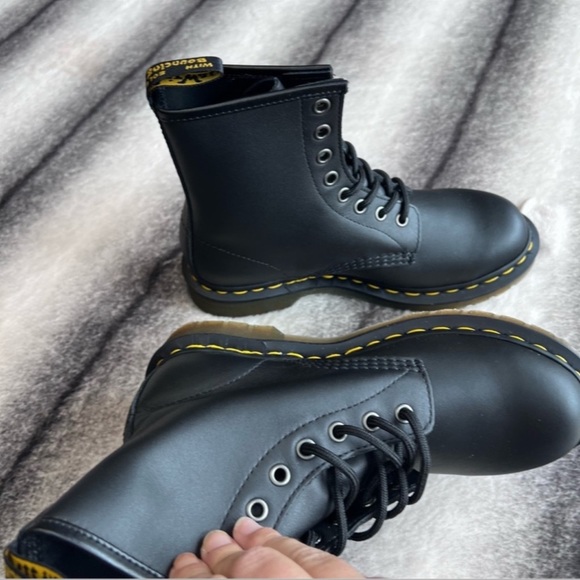 Dr Martens 1460 Black Napa Leather Lace Up Combat Boots - Picture 4 of 8